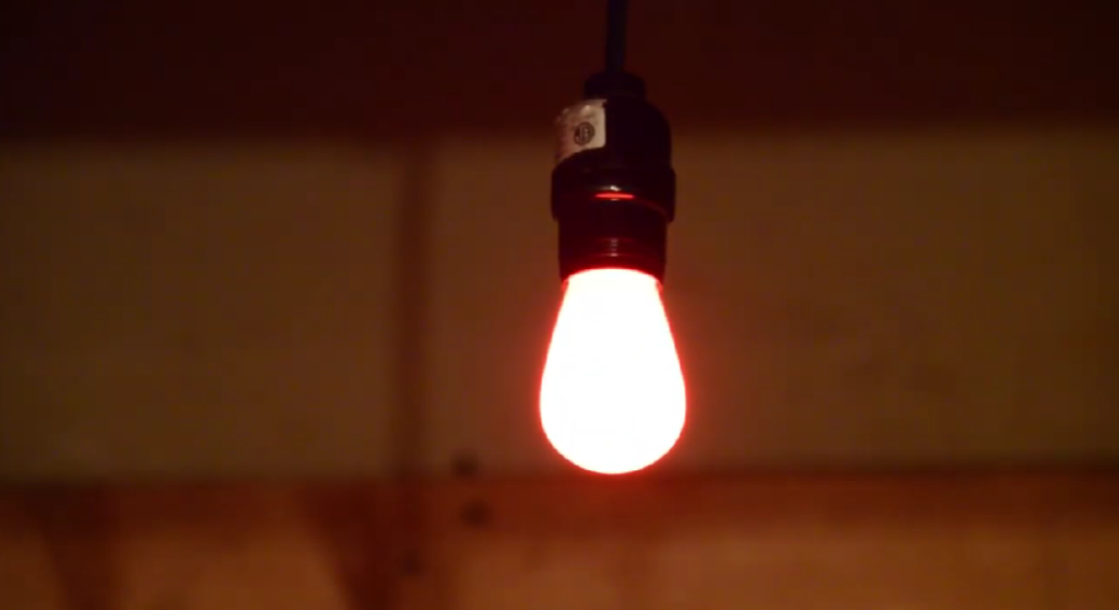 a dim lit bulb
