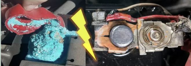 corrosion on a battery’s terminals