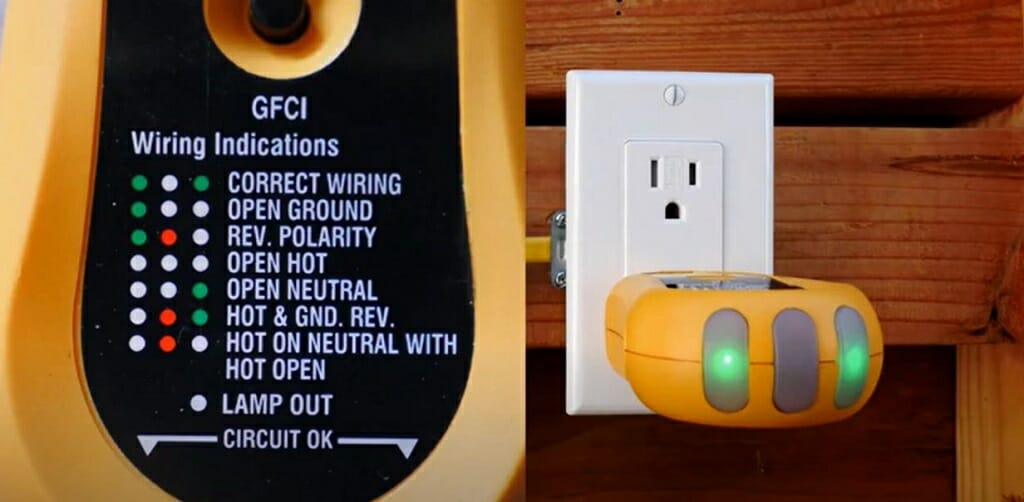 testing outlet with a GFCI outlet voltage tester