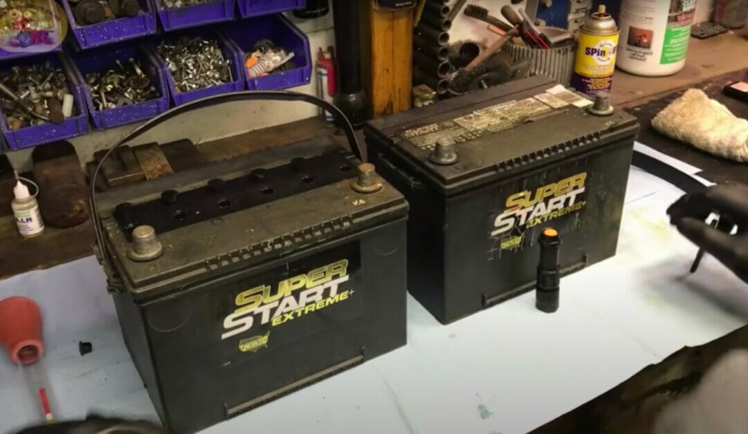 two old car batteries