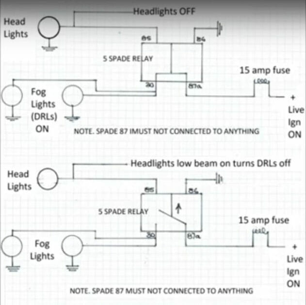 wiring diagram for using fog lights for the DRLs