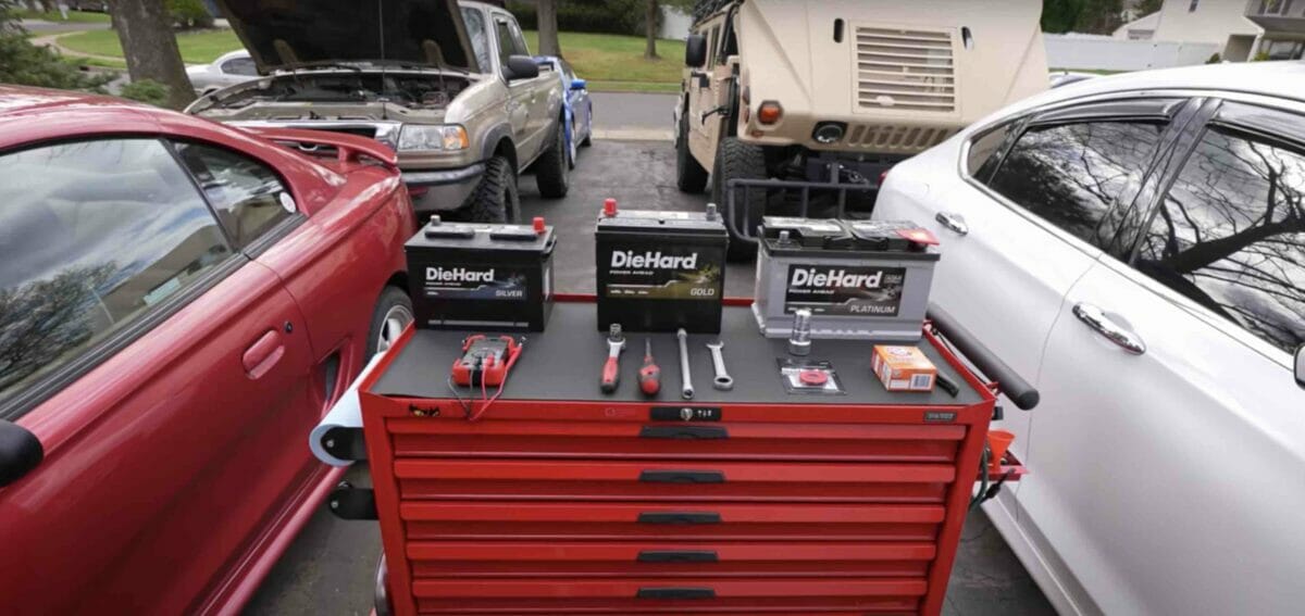 3 DieHard batteries and tools