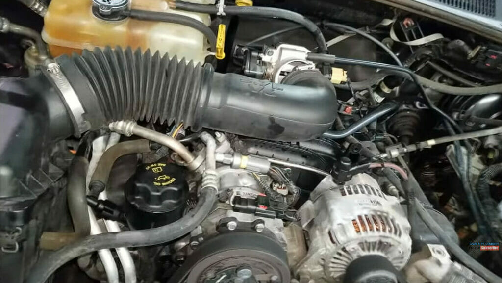 a zoom shot of a car engine