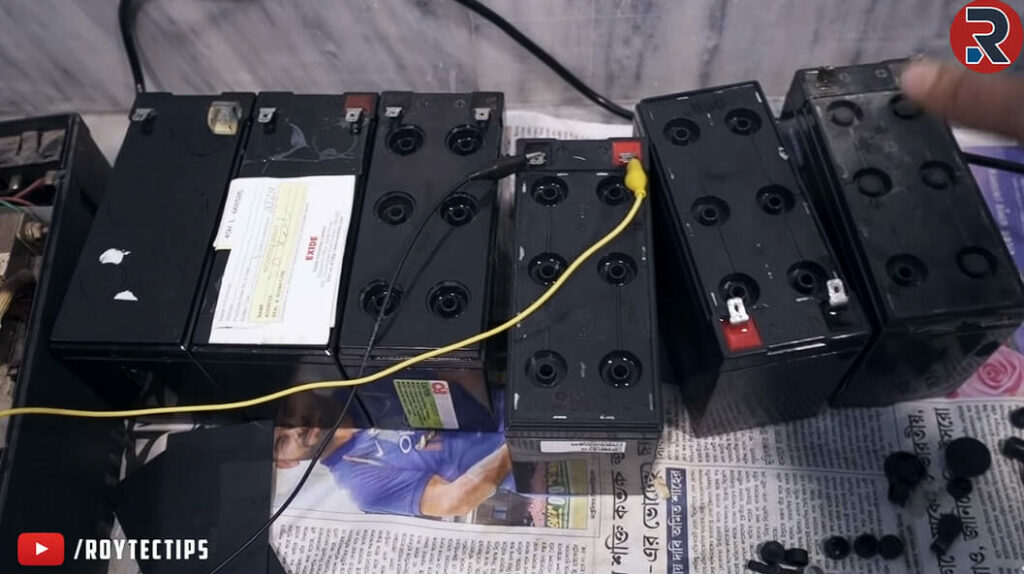 six batteries lined up