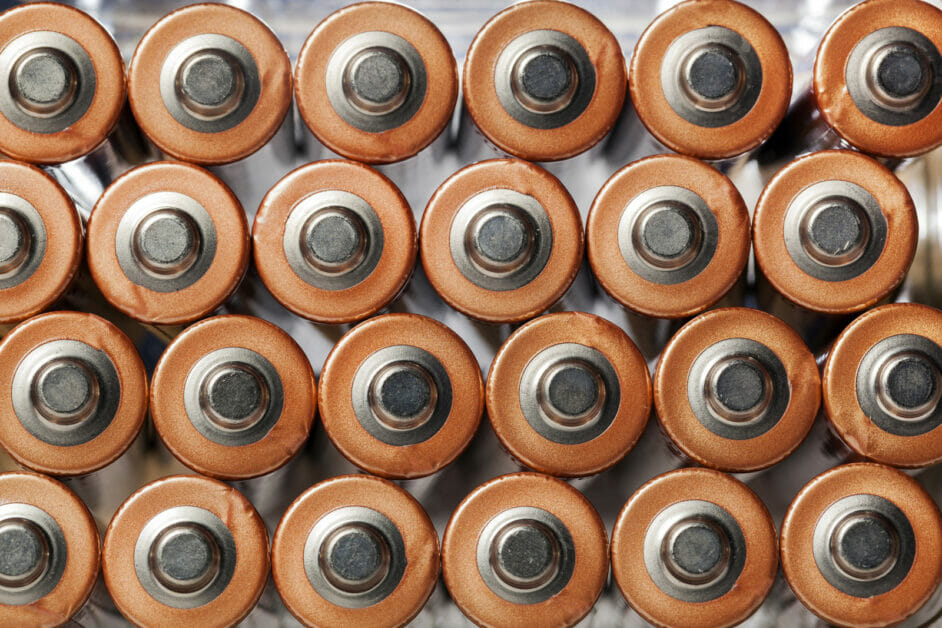 top end shot of a group of batteries