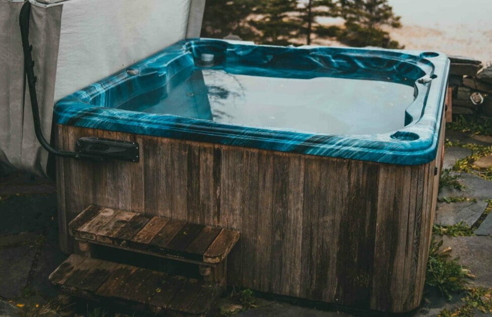 outdoor hot tub full of water
