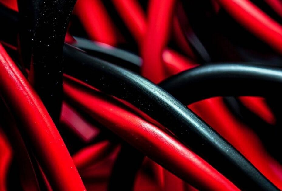 red and black wires intertwined