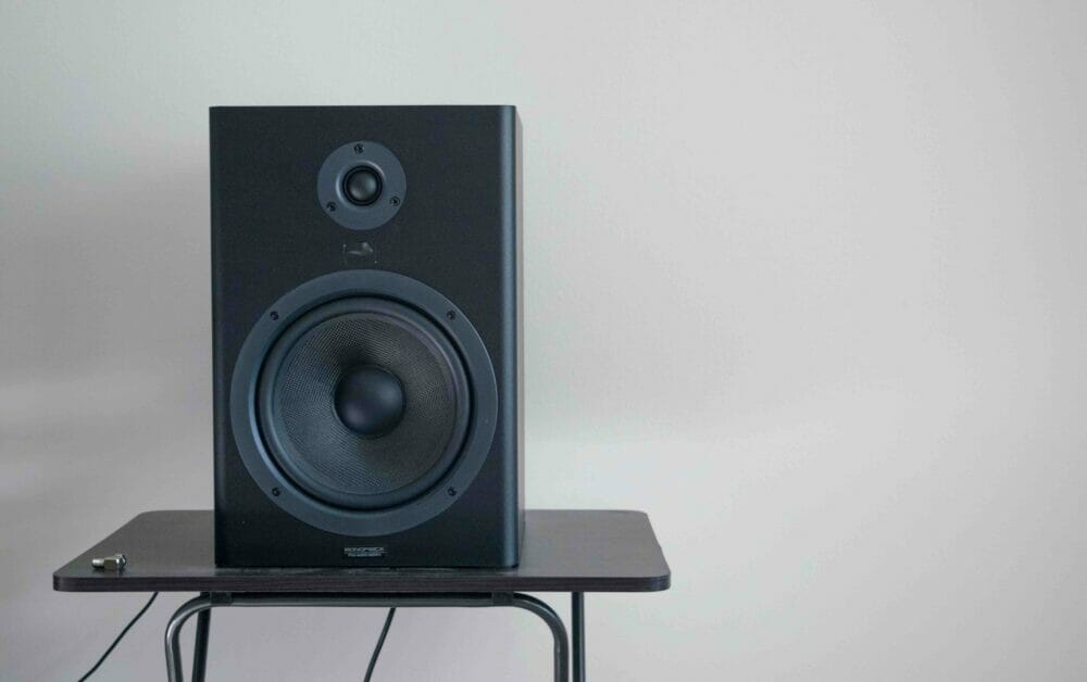 speaker on top of a table