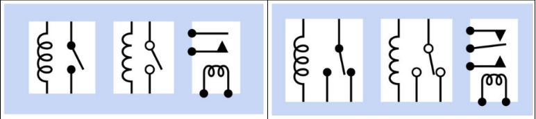 SPST relay (left) and SPDT relay (right)