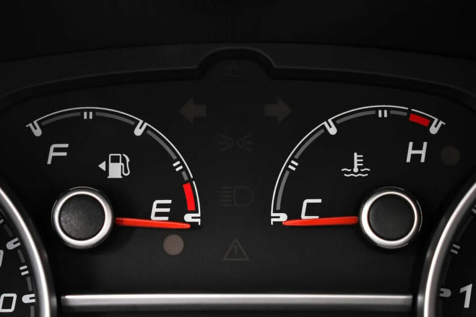 the fuel gauge at the left side