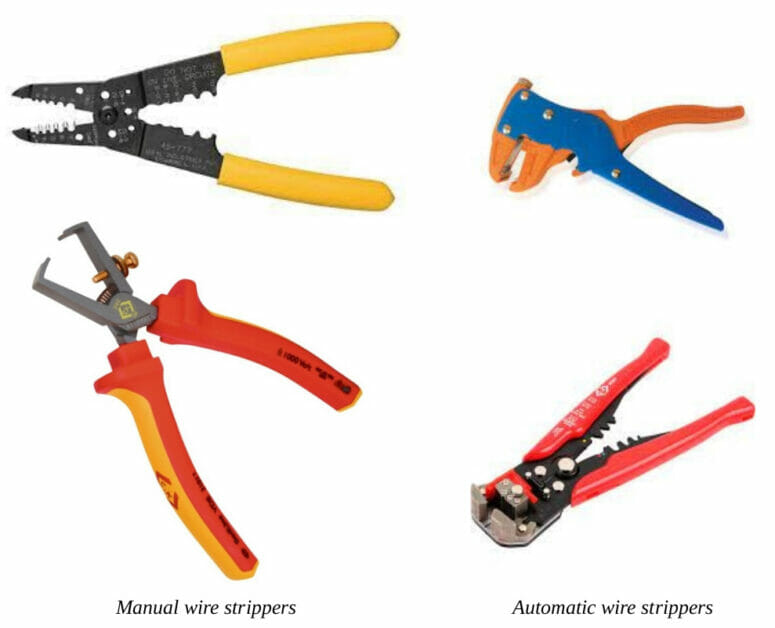A sample of manual and automatic wire strippers