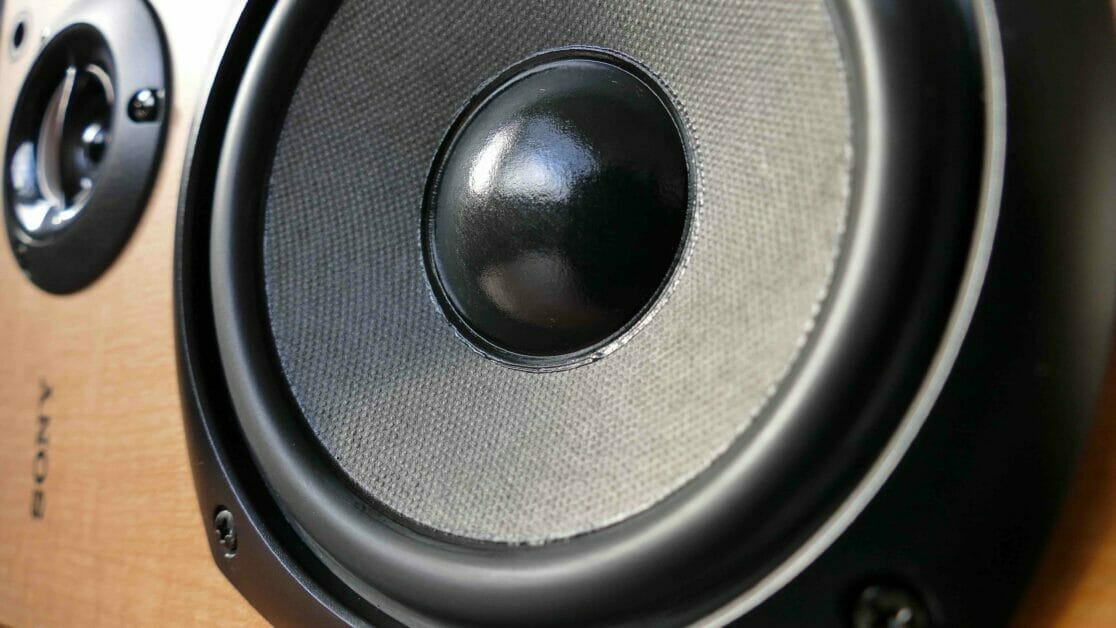 a zoom shot of a SONY speaker