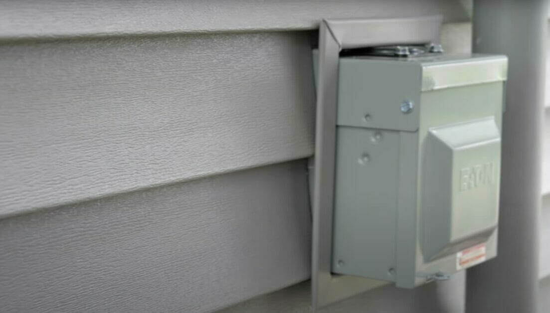 an RV outlet installed and mounted at the outdoor wall
