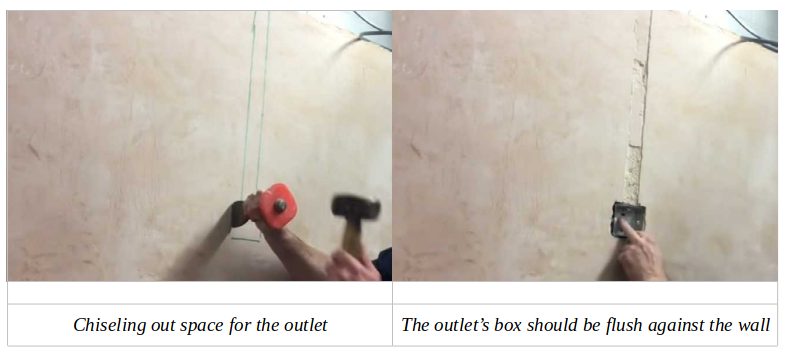 Guide to hiding wires on a brick wall with a hammer and chisel