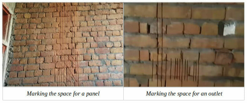 marking the area of a brick wall for drilling to hide wires