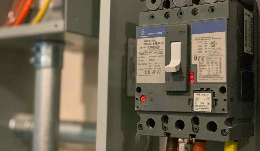 A close up shot of an industrial circuit breaker