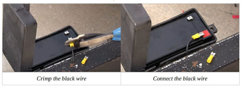 Crimp and connect black wires
