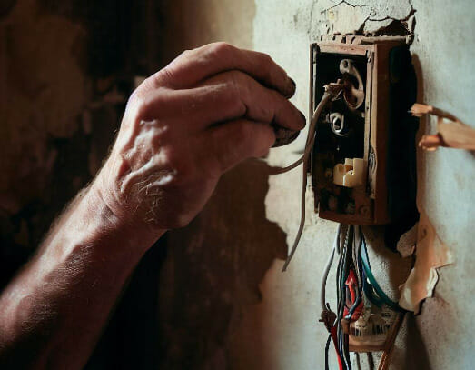 A man checking an old switch box