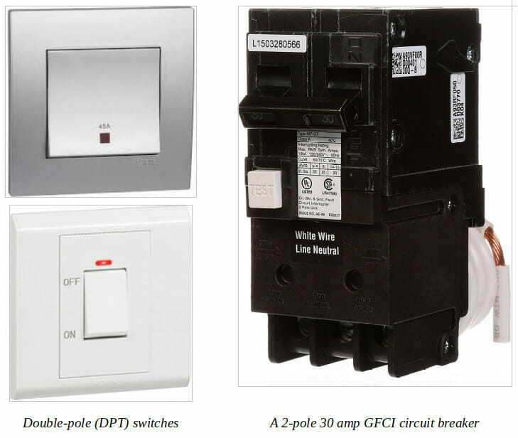Double-pole switches and breakers