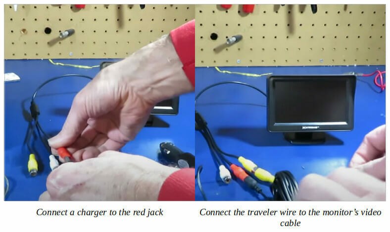 How to connect a tv to a monitor and run backup camera wires on a truck.
