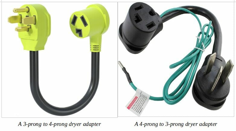 A 3-prong to 4-prong dryer adapter and a 4-prong to 3-prong dryer adapter