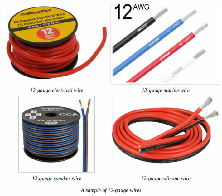 A variety of different types 12-gauge wires