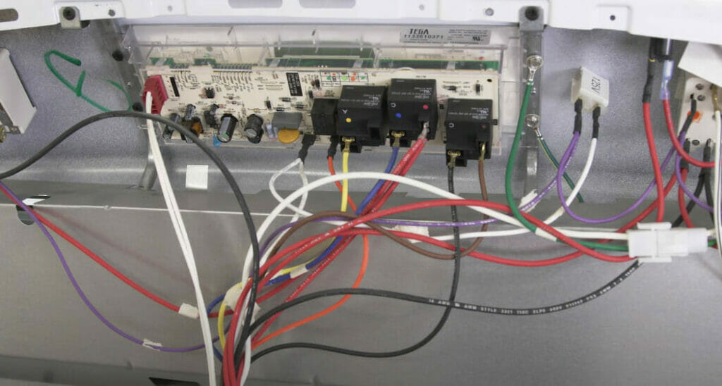 A panel for electrical wires with different colors