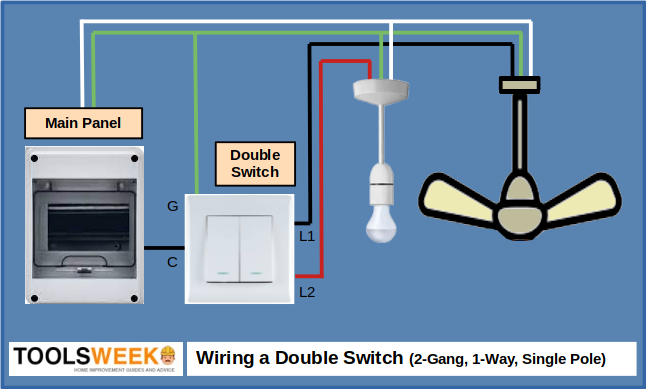 Wiring diagram for a double switch