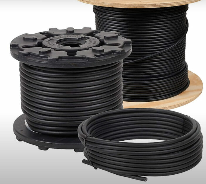 A spool of black SOOW wire