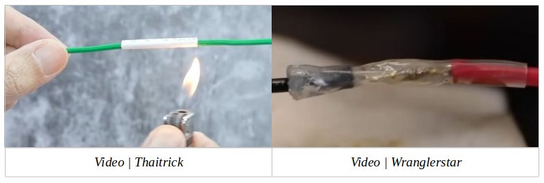 Two pictures demonstrating how to solder joint wires
