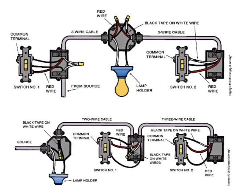 3-way light switch circuits diagram
