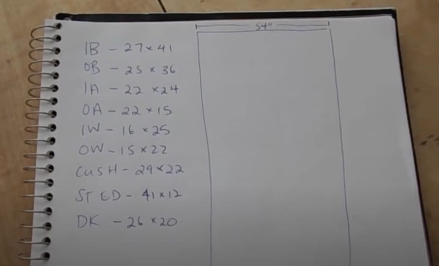 A measurement tally on a notebook
