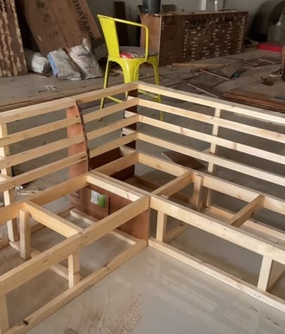 A wood frame for a chair