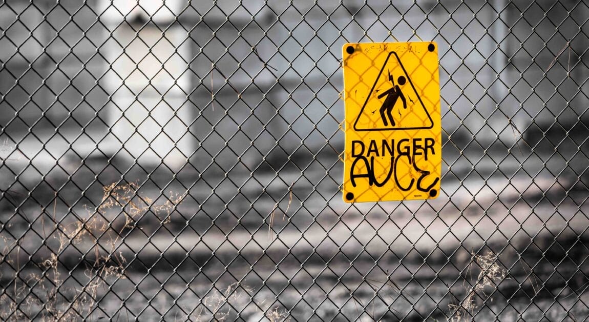 Danger sign on electrical fence