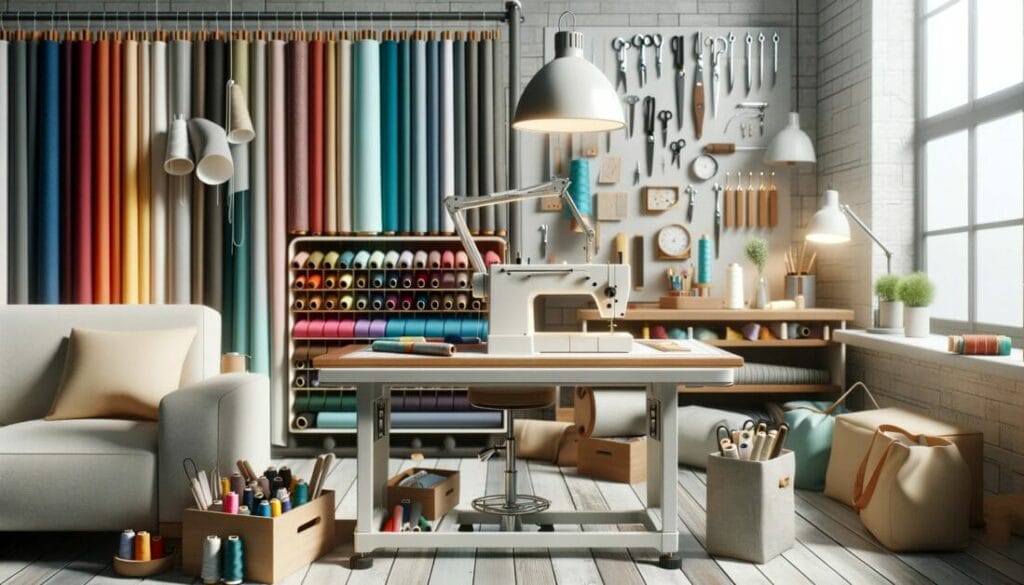 3D rendering of a sewing room
