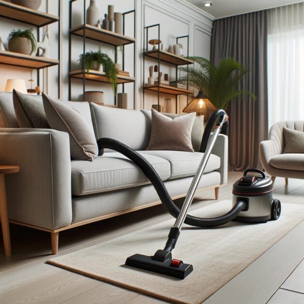 An image of a vacuum cleaner in a living room