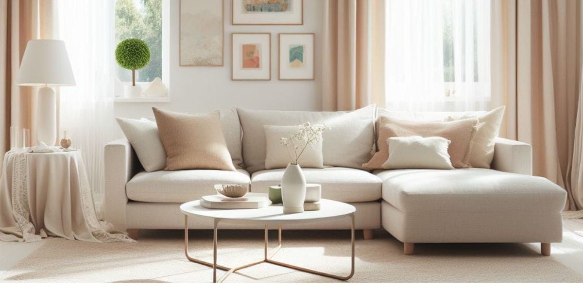 A spotless living room in an earthly tone colors