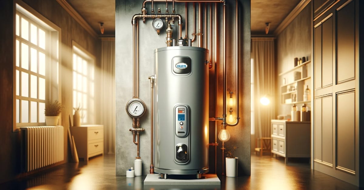 A water heater in a room