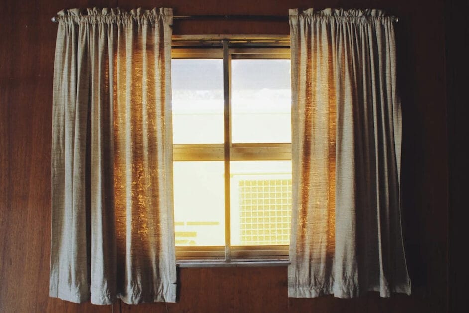 A window with a block out curtain