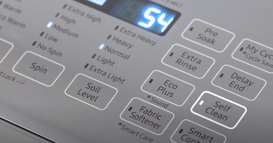 A close up image of a washing machine