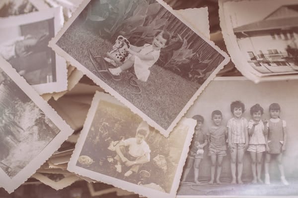 A pile of old photos