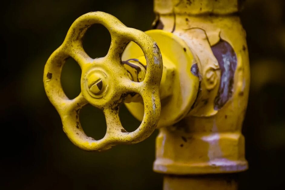 a yellow water valve
