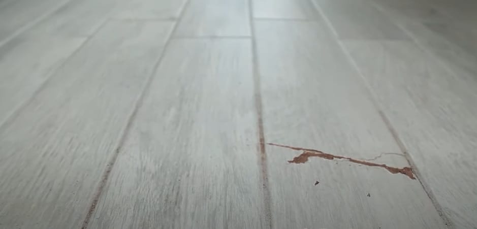 A crack on a wood tile