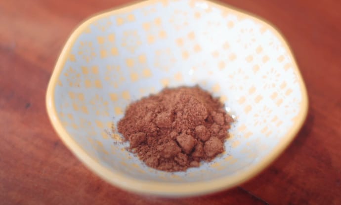 Cinnamon powder in a printed bowl