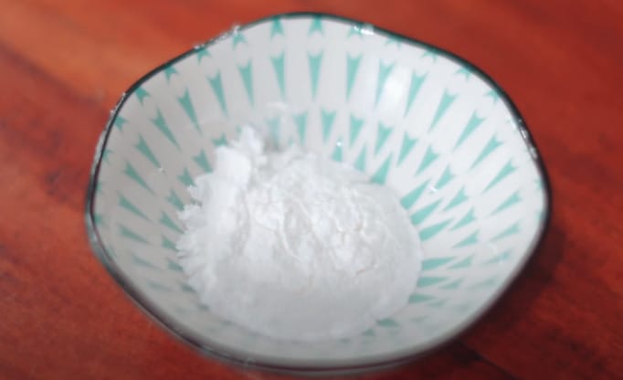 A cornstarch powder in a printed bowl