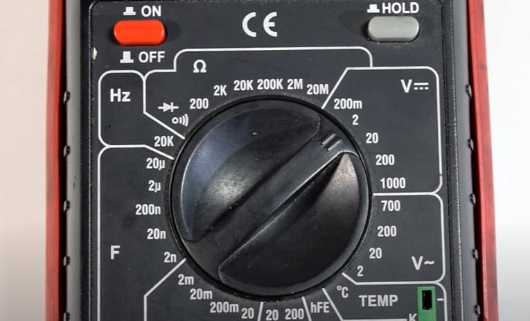 A close up look at the option navigation of a multimeter