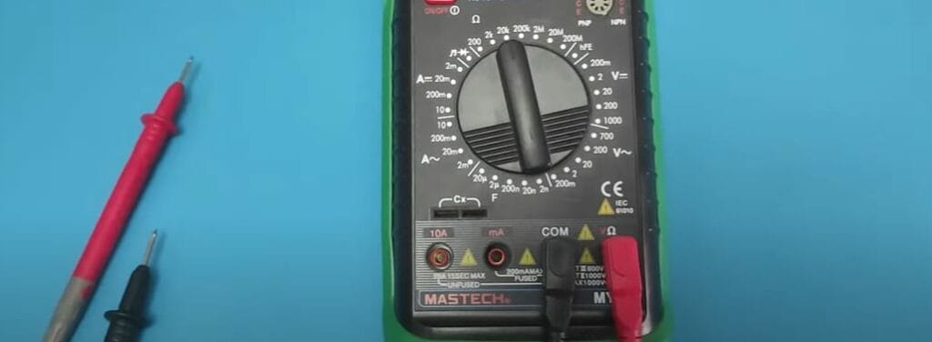 A multimeter set in a blue background