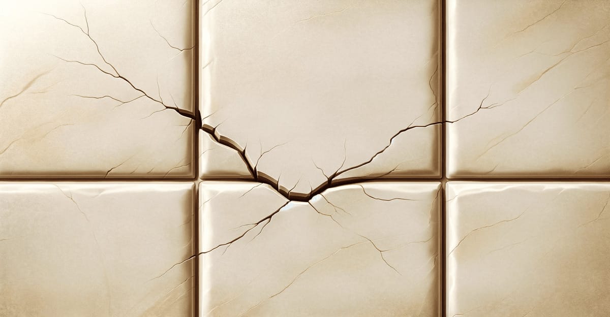 A cracked cream tile