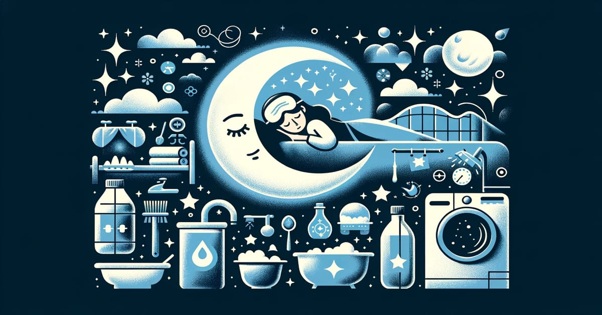 An overnight illustration of a woman sleeping on the moon with tools around her
