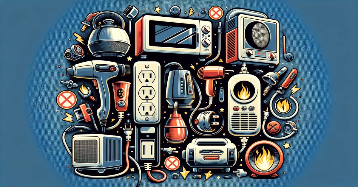 A 3D illustration of a bunch of electrical devices and a power strip